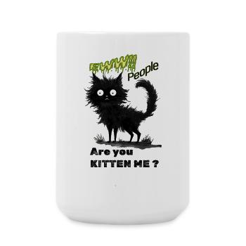 Chat noir fantaisiste - Grande tasse 440 ml - blanc - Devant