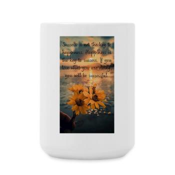Motivierendes Zitat mit Blumen bei Sonnenuntergang - Große Tasse 440 ml - Weiß - Vorne