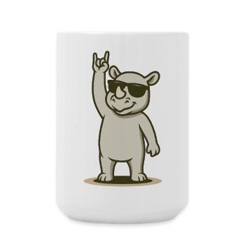 Cooles Nashorn Rockerbaby - Große Tasse 440 ml - Weiß - Vorne