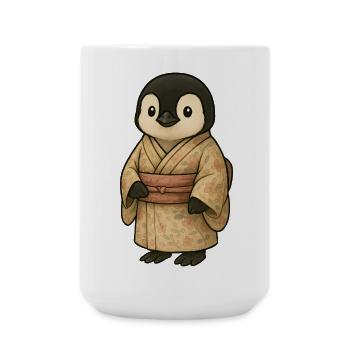 Kawaii Penguin Cartoon Japan Vacation Kimono - Large Mug 440 ml - white - Front