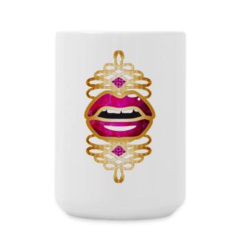 Magnifique motif de broche dorée - Grande tasse 440 ml - blanc - Devant