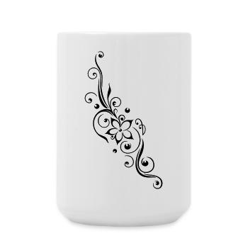 Florales Ornament Blume Tribal Design - Große Tasse 440 ml - Weiß - Vorne