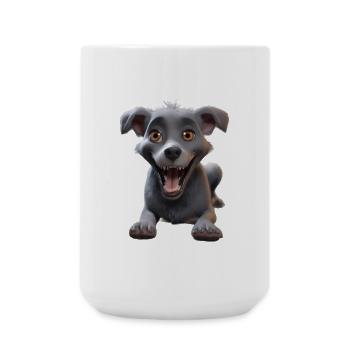 Grinning Grey Pup Adventure - Large Mug 440 ml - white - Front