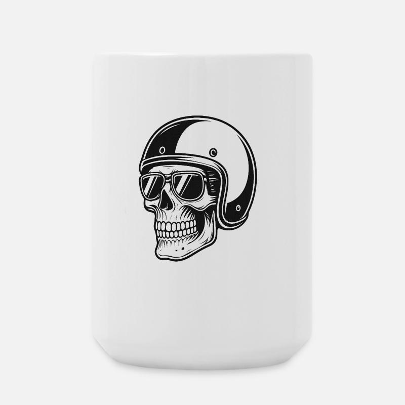 Skelettbiker mit Helmbild - Große Tasse 440 ml - Weiß