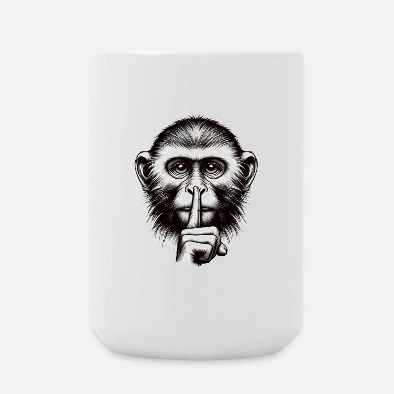 Singe silencieux - Logo - Grande tasse 440 ml - blanc