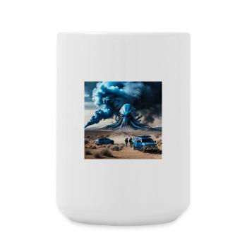 Blauer Wüstenalien Überflug - Große Tasse 440 ml - Weiß - Vorne