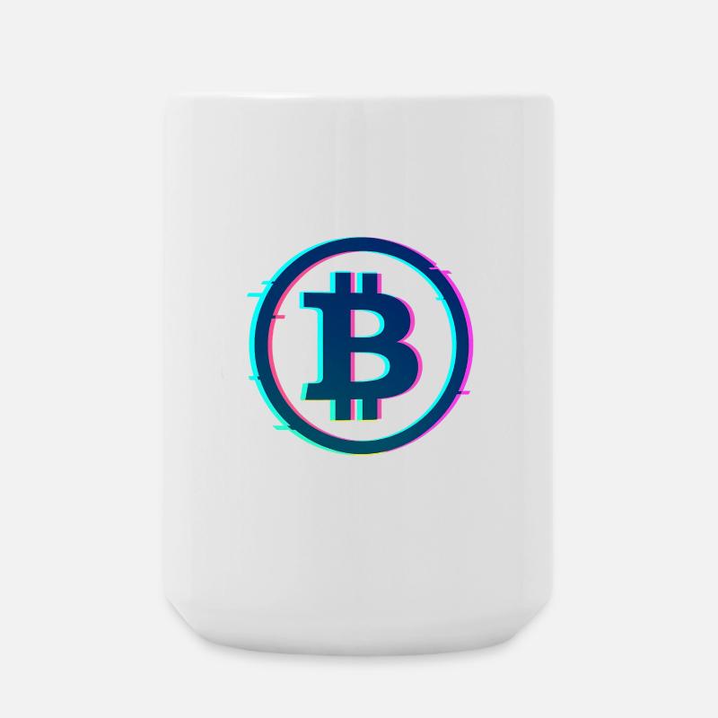 Neon Bitcoin Logo – Futuristic Crypto Glow Design - Große Tasse 440 ml - Weiß