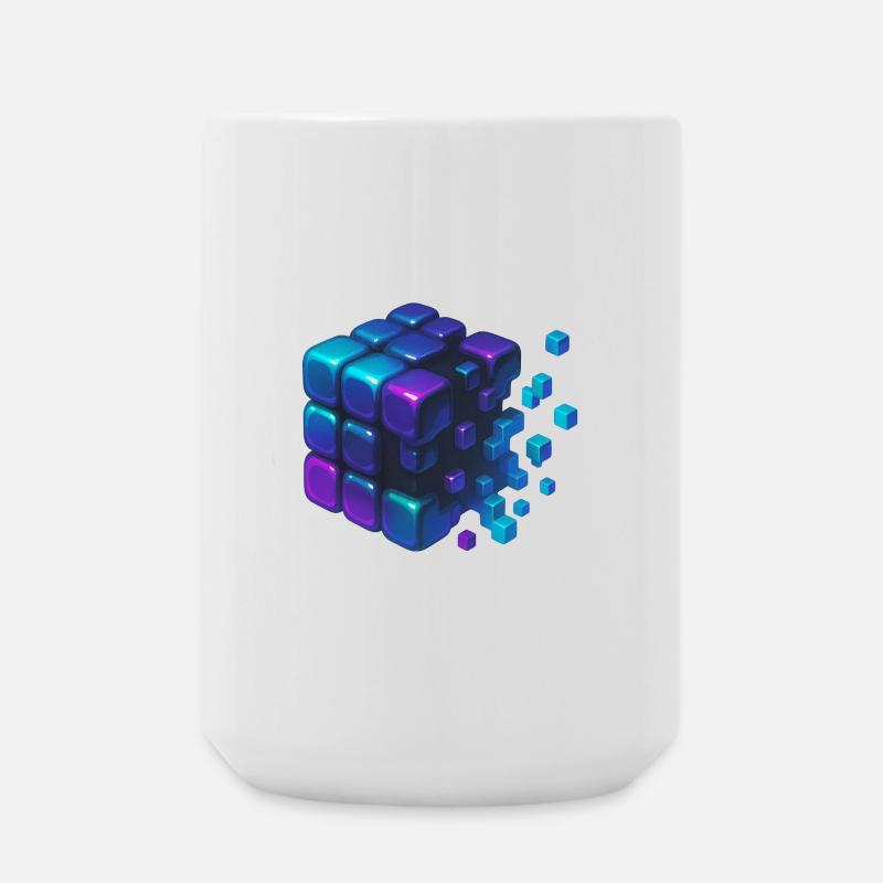 Digital Cube Explosion - Große Tasse 440 ml - Weiß