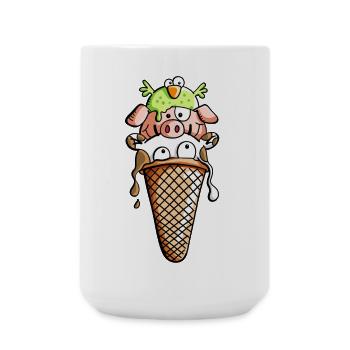 Bauernhoftier Eiscreme - Tiere - Eis - Kinder -Fun - Große Tasse 440 ml - Weiß - Vorne