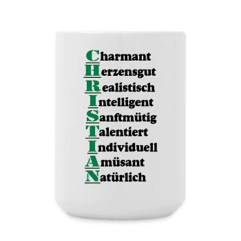 Christian Vorname,Namensschild,Name,Fun Shirt (25) - Große Tasse 440 ml - Weiß - Vorne