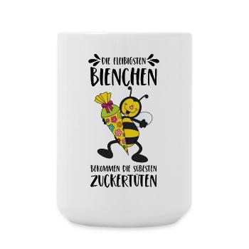 Biene fleißig Schule Zuckertüte süß Schulkind - Große Tasse 440 ml - Weiß - Vorne