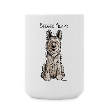 Funny Berger Picard - Dog - Comic - Large Mug 440 ml - white - Front