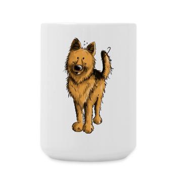 Lustiger Deutscher Schäferhund DSH Hund Comic - Große Tasse 440 ml - Weiß - Vorne