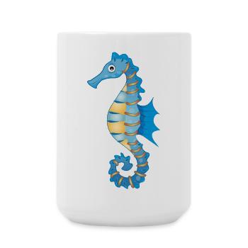 mignon hippocampe bleu dans le style comique - Grande tasse 440 ml - blanc - Devant