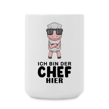 Chef Spruch Anführer Schaf Motiv - Große Tasse 440 ml - Weiß - Vorne