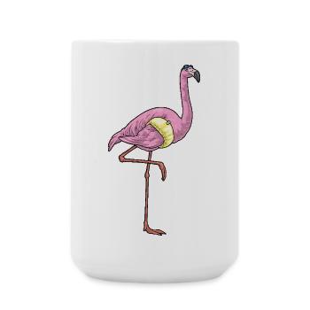 Flamingo Schwimmen Schwimmring Sommer - Große Tasse 440 ml - Weiß - Vorne