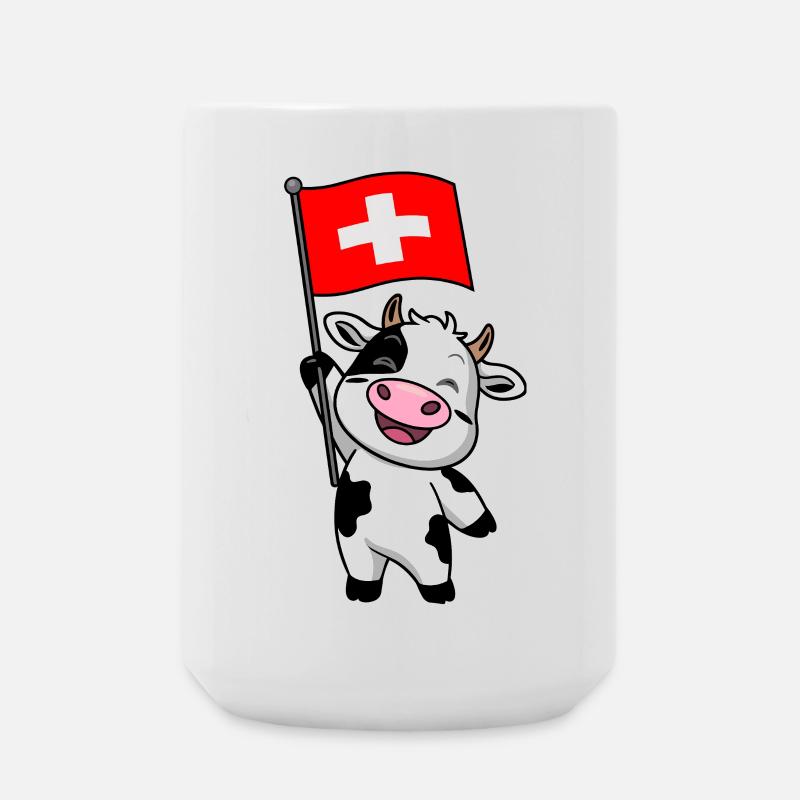 Schweizer Kuh - Große Tasse 440 ml - Weiß