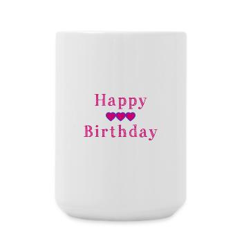 HAPPY BIRTHDAY. HAPPY BIRTHDAY. ANNIVERSARY. - Large Mug 440 ml - white - Front