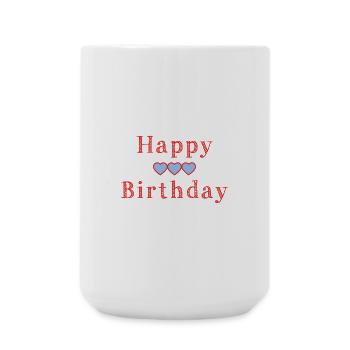 ANNIVERSAIRE. HAPPY BIRTHDAY. JOYEUX ANNIVERSAIRE. - Grande tasse 440 ml - blanc - Devant