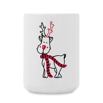 Rentier mit Schal - Große Tasse 440 ml - Weiß - Vorne