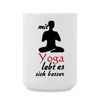 Yoga Leben Sprüche Geschenk - Große Tasse 440 ml - Weiß - Vorne