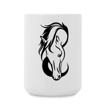 Pferdekopf Line Art Motiv - Große Tasse 440 ml - Weiß - Vorne