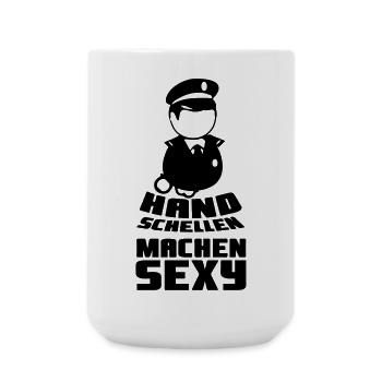 Handschellen sexy Polizei Polizist Geschenk Spruch - Große Tasse 440 ml - Weiß - Vorne