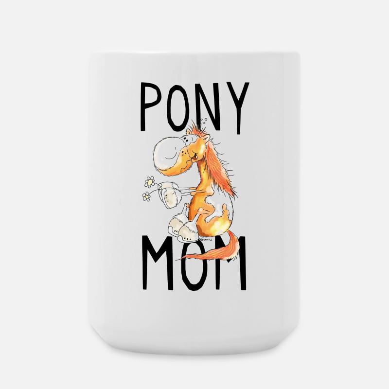Pony Mom - Ponys - Pferd - Pferde - Fuchs - Comic - Große Tasse 440 ml - Weiß