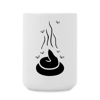 Dampfender Scheißhaufen mit Fliegen - einfärbbar - Große Tasse 440 ml - Weiß - Vorne