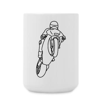 Extreme Wheelie with Racing Motorbike - dark - Large Mug 440 ml - white - Front