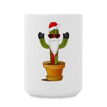 funny Santa Claus cactus for Christmas - Large Mug 440 ml - white - Front