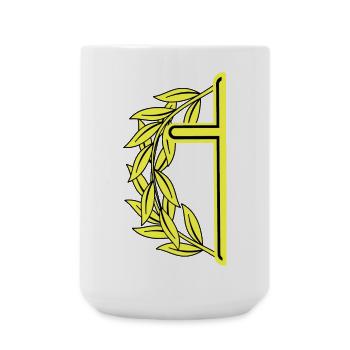 Minimalist Cross Crosses Laurel Wreath Crucifix - Large Mug 440 ml - white - Front