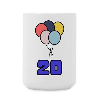 20. 20 ANS. 20e ANNIVERSAIRE. ANNIVERSAIRE 20 ANS. - Grande tasse 440 ml - blanc - Devant