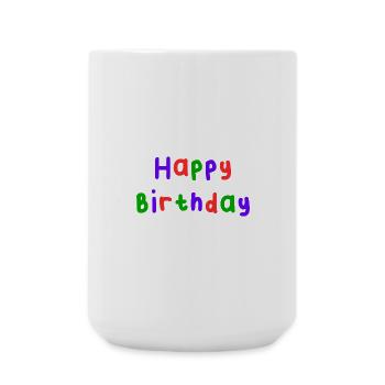 ANNIVERSARY. HAPPY BIRTHDAY. HAPPY BIRTHDAY. - Large Mug 440 ml - white - Front