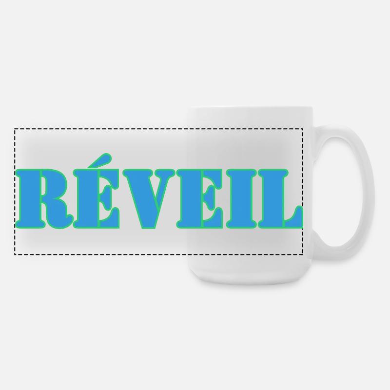 alarm clock - Large Panoramic Mug 440 ml - white