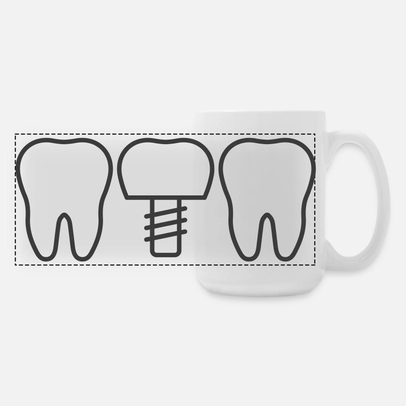 Dental Implant Line Icon – Tooth Replacement Symbo - Large Panoramic Mug 440 ml - white