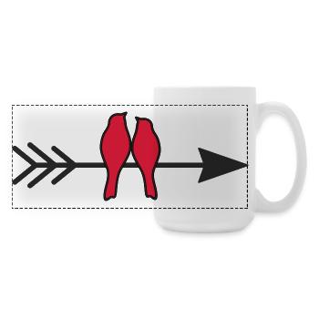 birds in love - Large Panoramic Mug 440 ml - white - Right