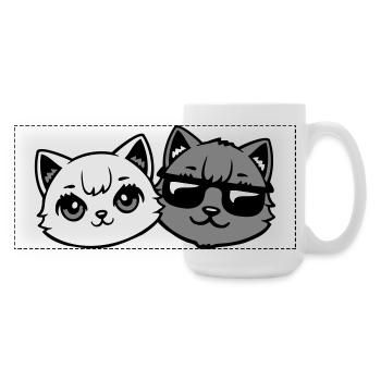 Süße Kätzchen Cooles Katerpaar Schwarz-Weiß Katzen - Große Panoramatasse 440 ml - Weiß - Rechts