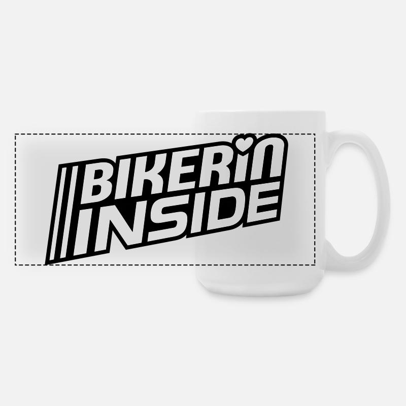 Bikerin inside lettering (colors can be changed) - Large Panoramic Mug 440 ml - white
