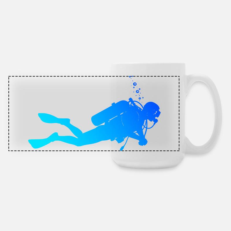 Fresh diving motif for diving - Large Panoramic Mug 440 ml - white