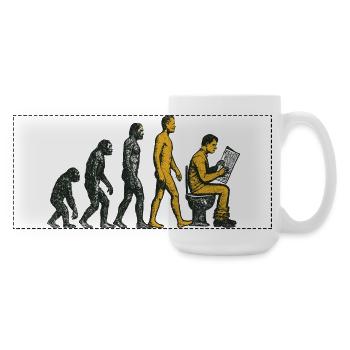 Evolution to Toilet Man Grunge Funny - Large Panoramic Mug 440 ml - white - Right