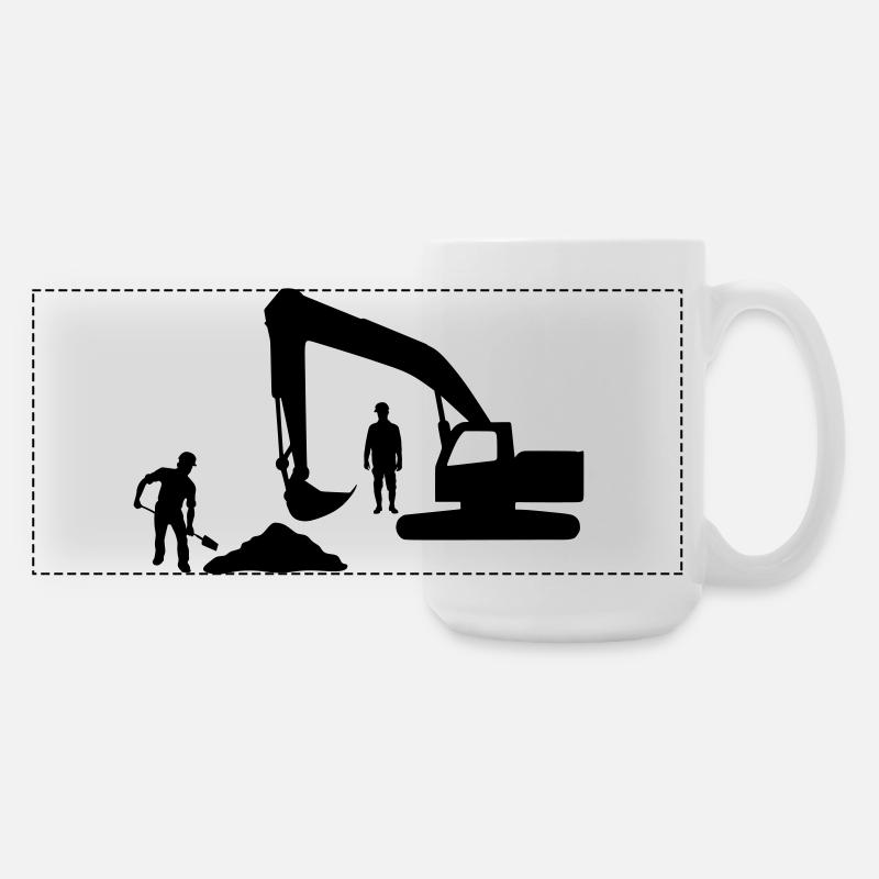 Dump Truck Crew – Sand Workers - Large Panoramic Mug 440 ml - white