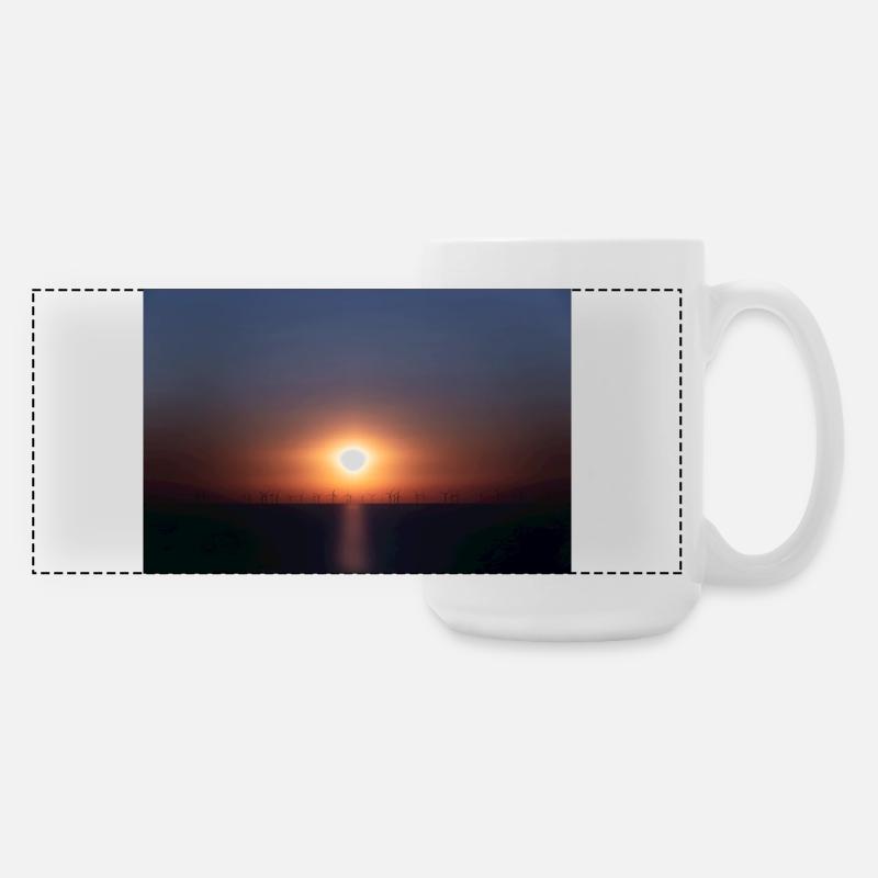 Sunset Wind Farm Silhouette - Large Panoramic Mug 440 ml - white