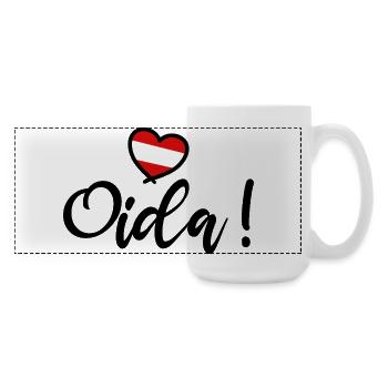 Oida! Österreich Herz I love Austria Dialekt  - Große Panoramatasse 440 ml - Weiß - Rechts