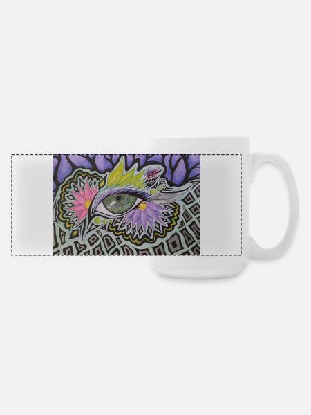 Psychedelisches Einzelauge Muster - Große Panoramatasse 440 ml - Weiß