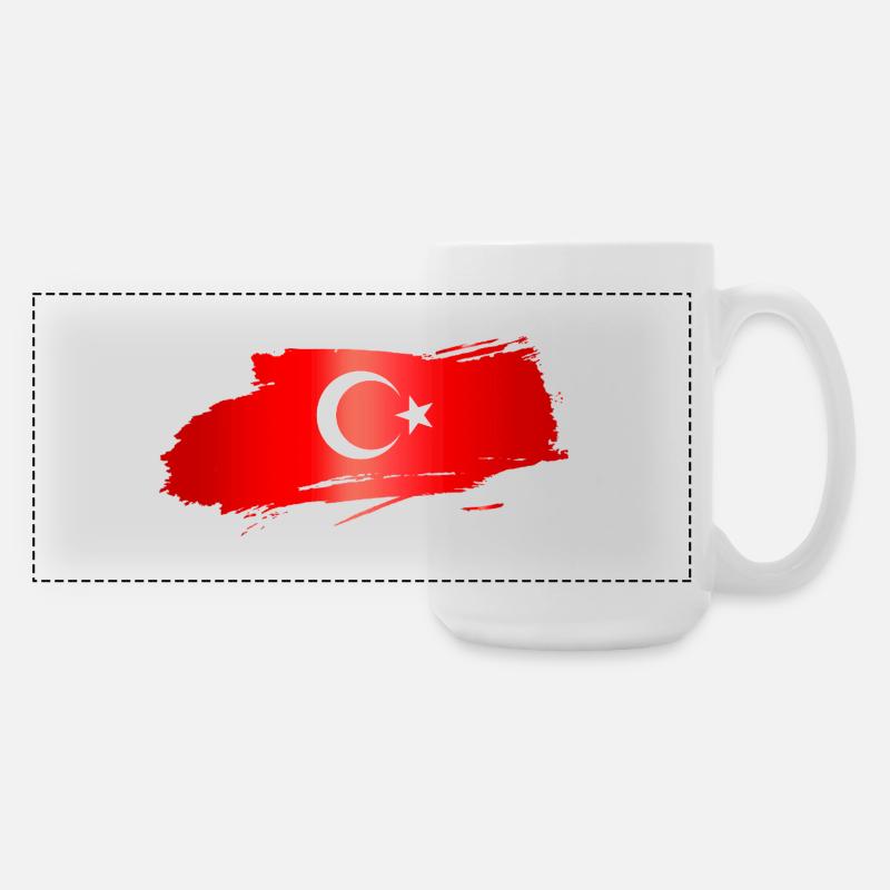 Turkish Flag Brush Stroke - Large Panoramic Mug 440 ml - white