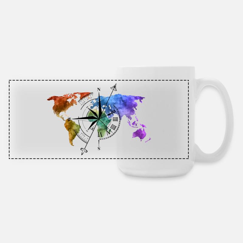 Globetrotter Compass - Large Panoramic Mug 440 ml - white