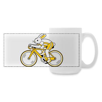 hare on a racing bike - Large Panoramic Mug 440 ml - white - Right