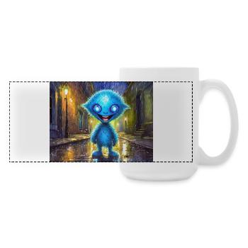 Monstre bleu drôle et rieur - Grande tasse panoramique 440 ml - blanc - Droite