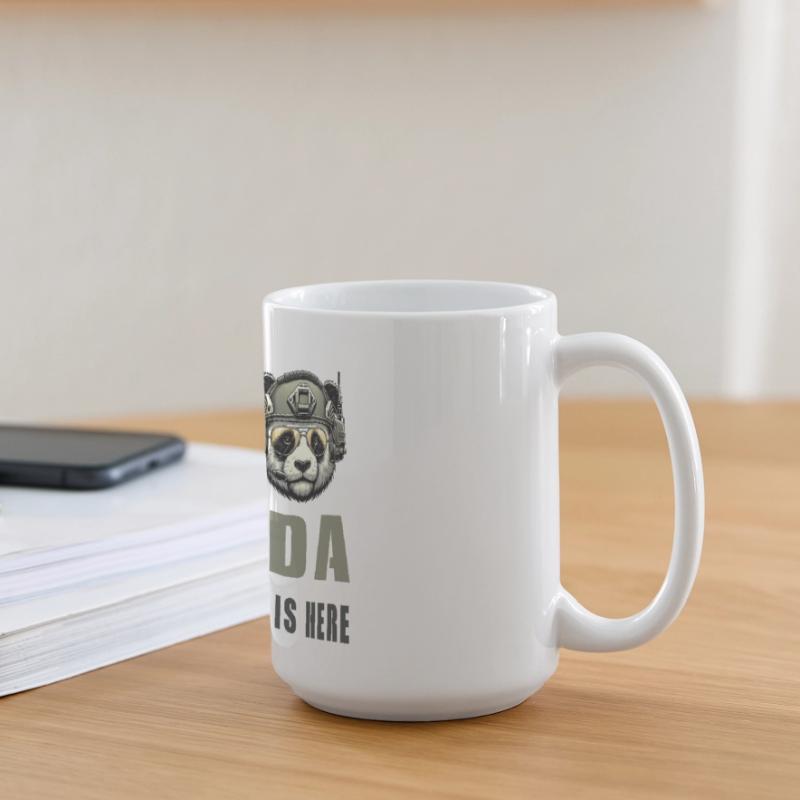 Panda tactique – Restez calme Grande tasse panoramique 440 ml